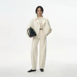 Cream Wide-Leg Trousers