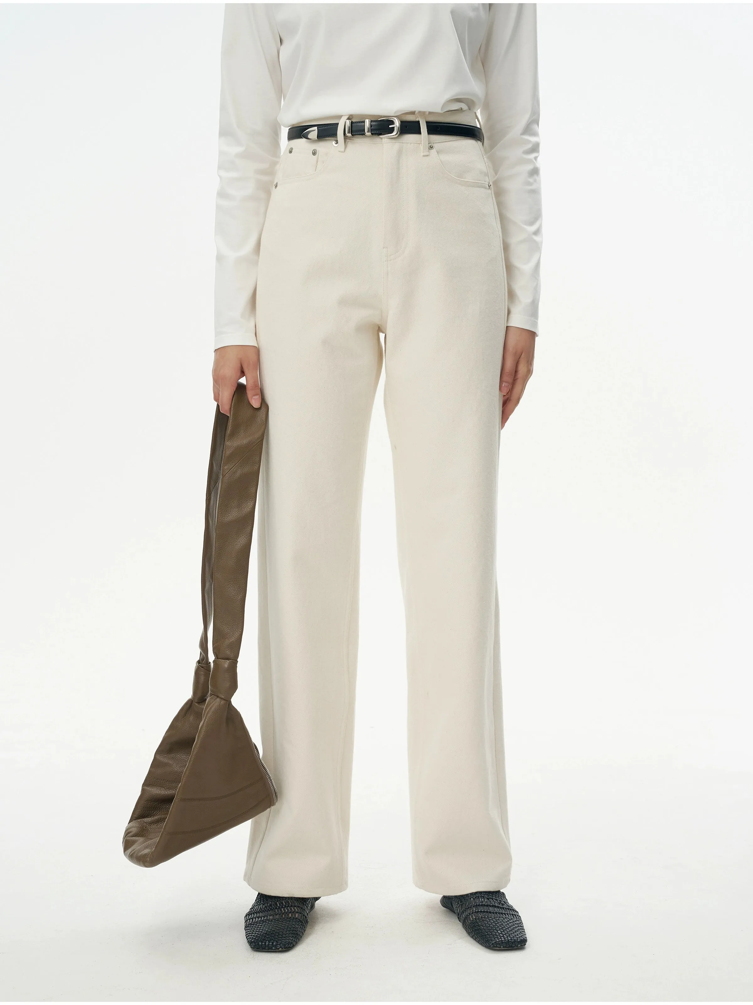Cream Wide-Leg Trousers