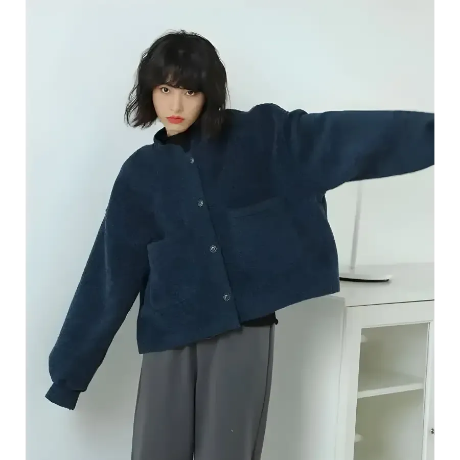 Dark Academia Long Sleeve Knitted Cardigan with Pockets