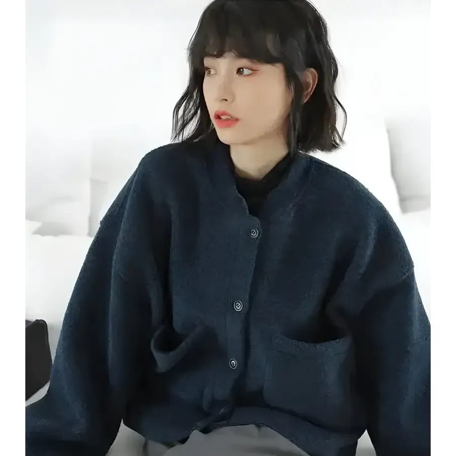 Dark Academia Long Sleeve Knitted Cardigan with Pockets