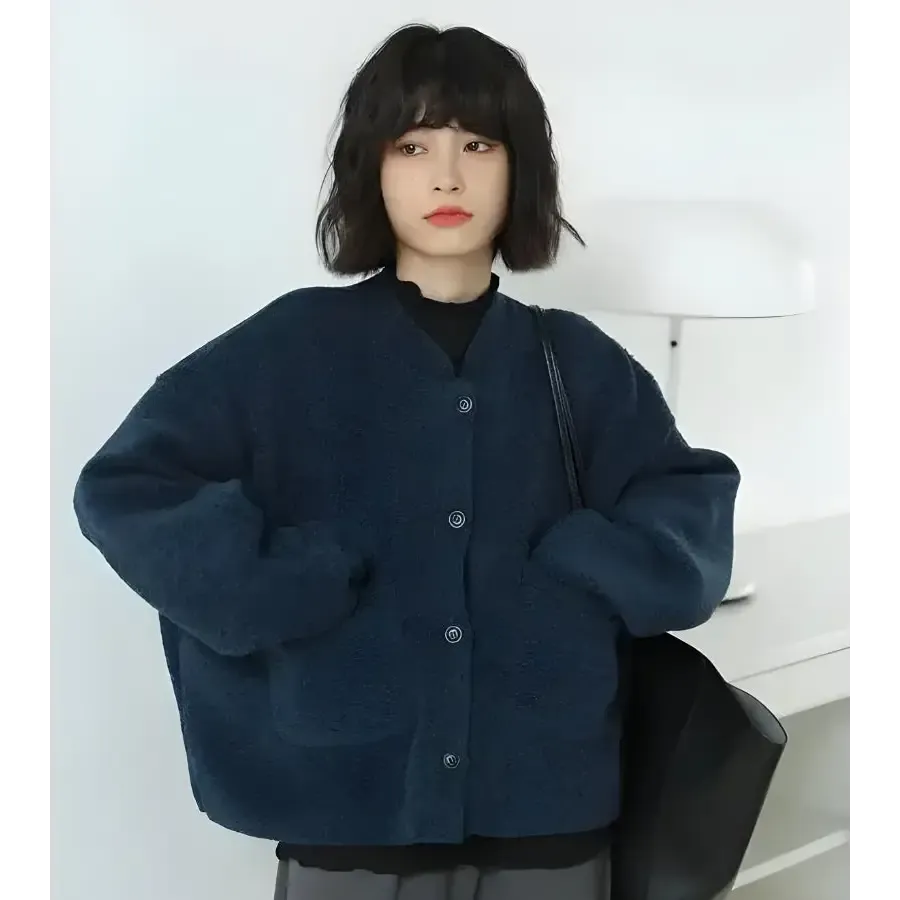 Dark Academia Long Sleeve Knitted Cardigan with Pockets