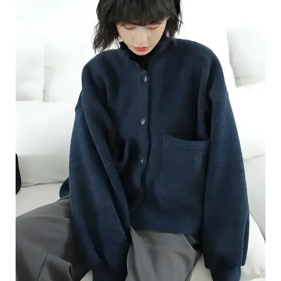 Dark Academia Long Sleeve Knitted Cardigan with Pockets