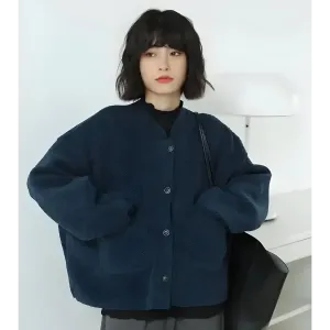 Dark Academia Long Sleeve Knitted Cardigan with Pockets