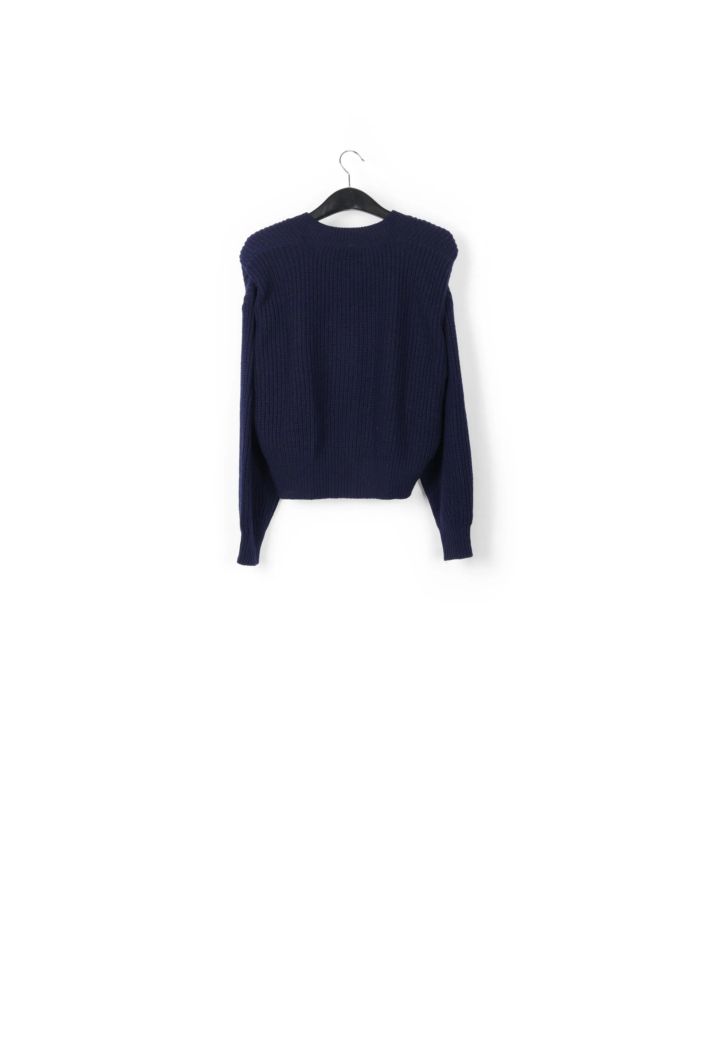 Dark blue sweater with padded shoulders