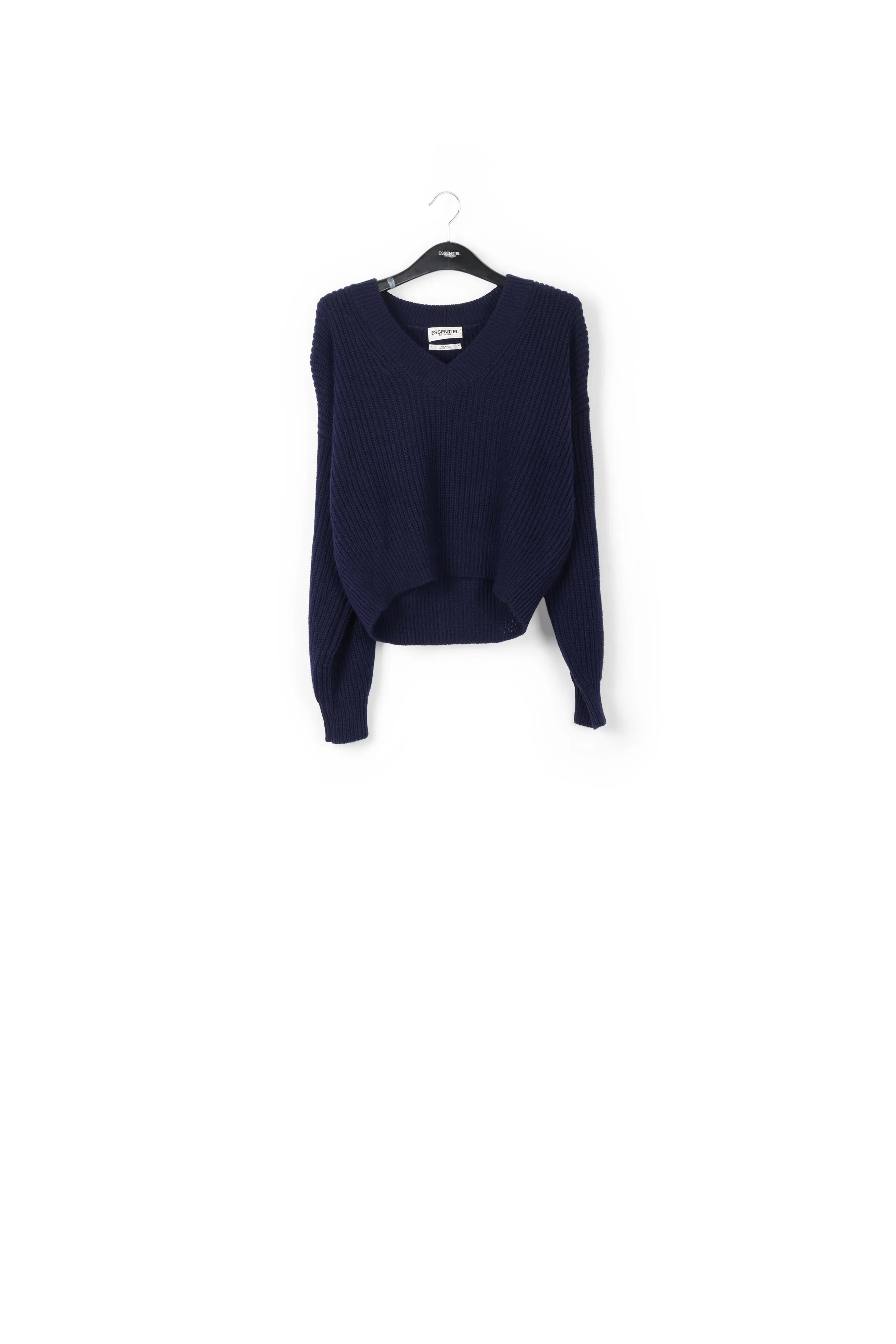 Dark blue sweater with padded shoulders