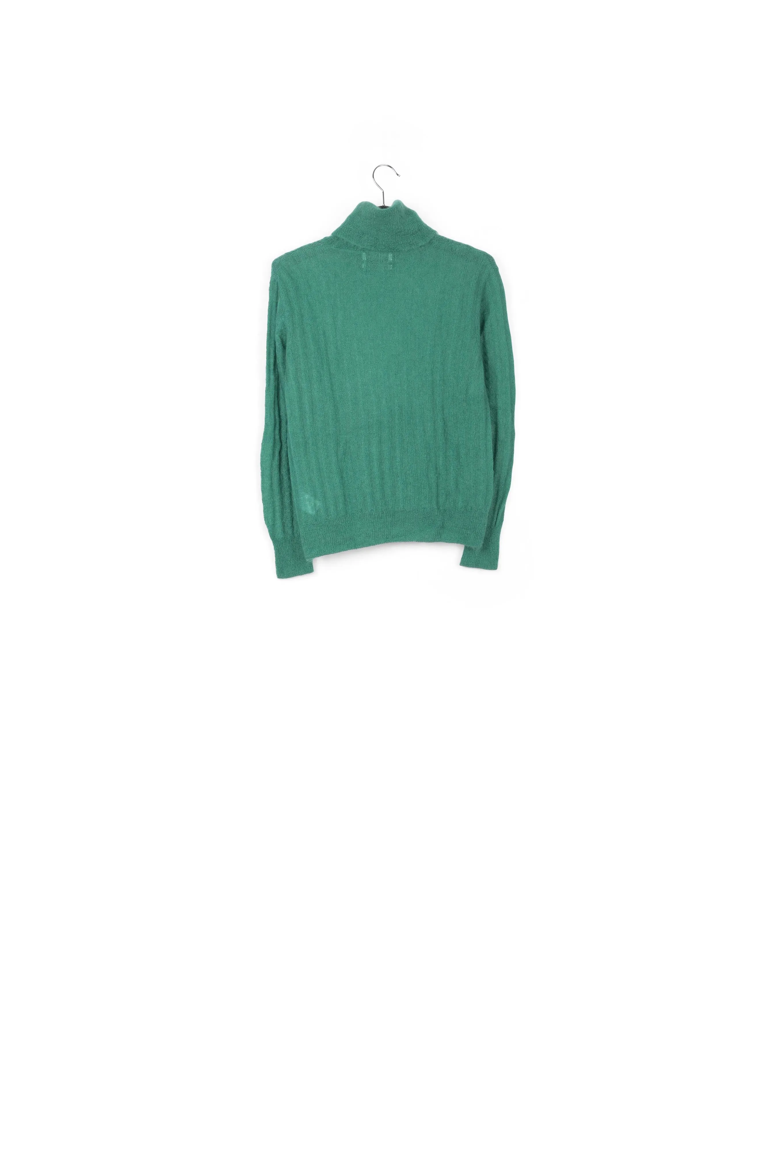 Dark green cable-knitted turtleneck sweater