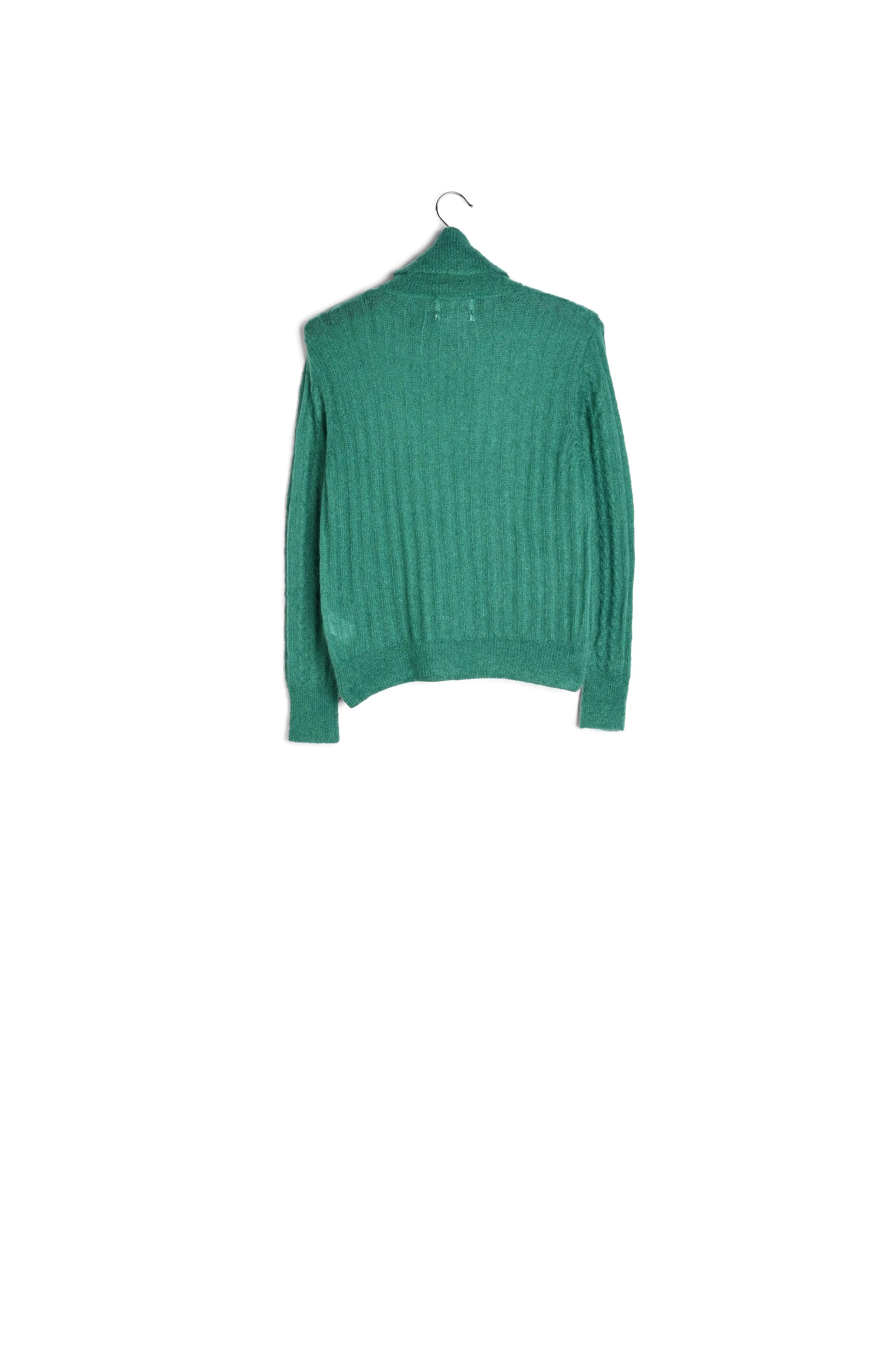 Dark green cable-knitted turtleneck sweater