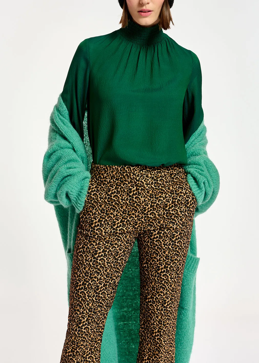 Dark green loose-fit top