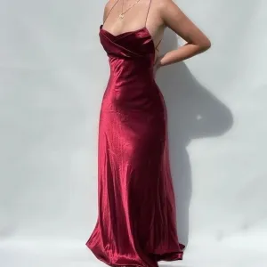 Dark red Satin Evening Dresses Long Prom Dress     fg4209