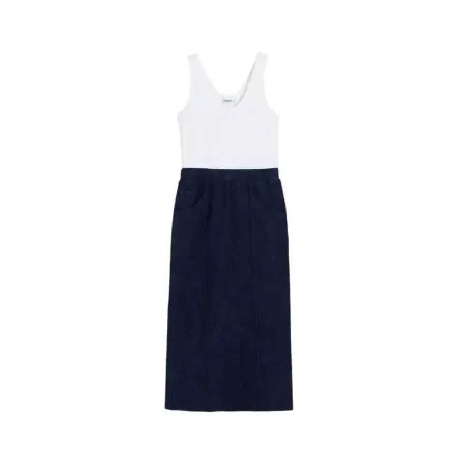 Desigual Sleeveless Blue Dress with Round Neck and Front Pockets