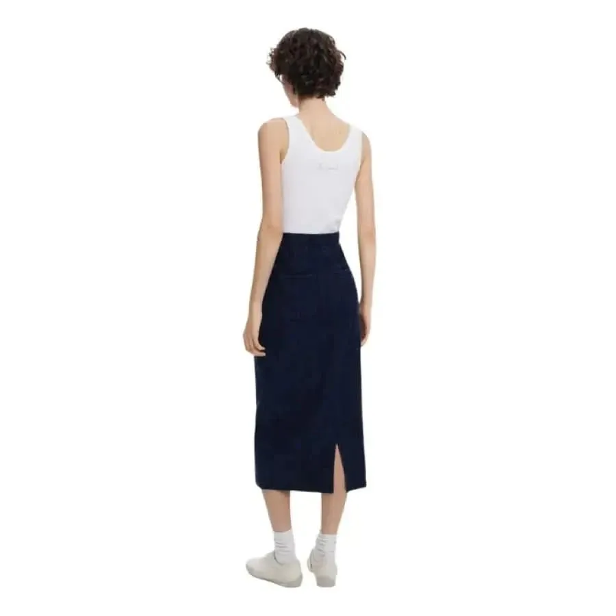 Desigual Sleeveless Blue Dress with Round Neck and Front Pockets