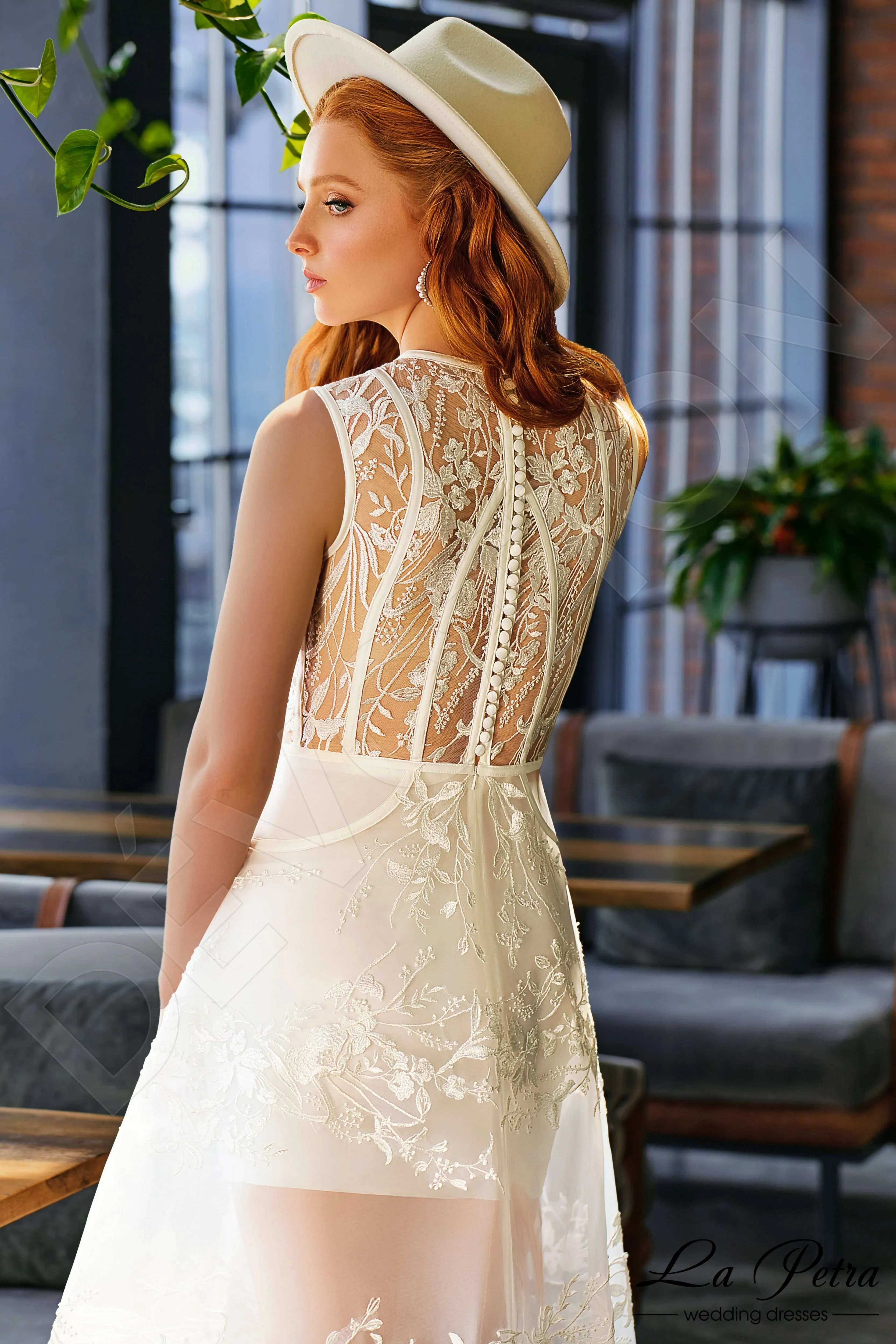 Diel A-line Jewel Milk Wedding dress