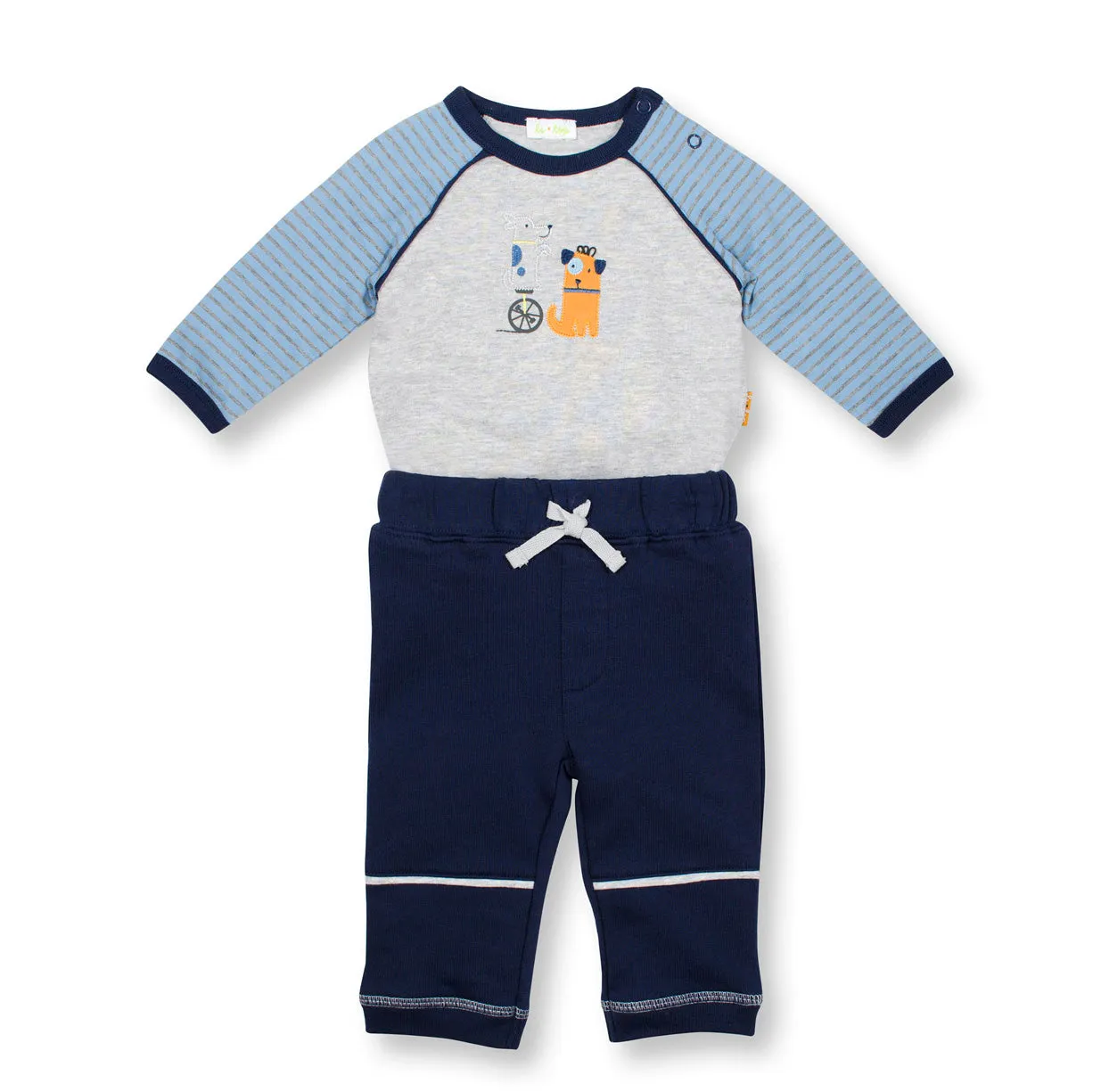 Dog Tricks Bodysuit and Navy French Terry Pants Set