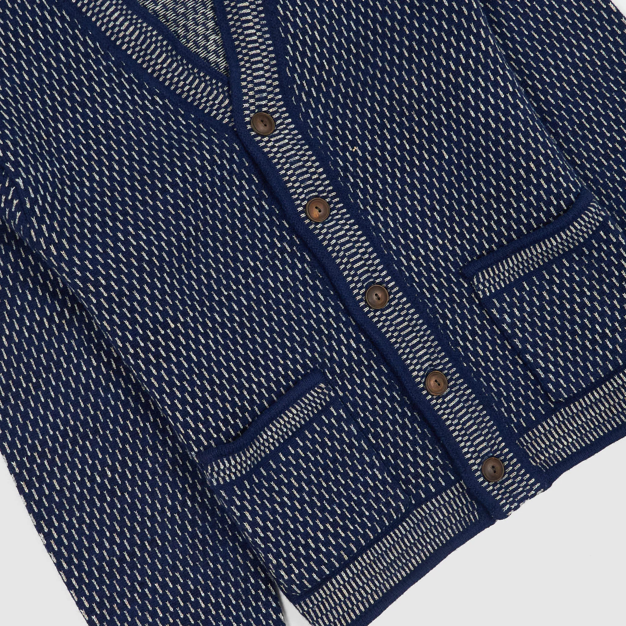 Double RL Indigo Cotton-Wool V-Neck Cardigan