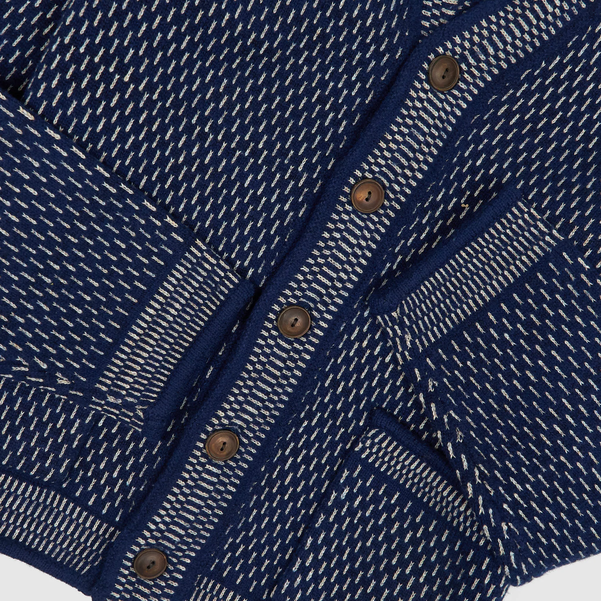 Double RL Indigo Cotton-Wool V-Neck Cardigan