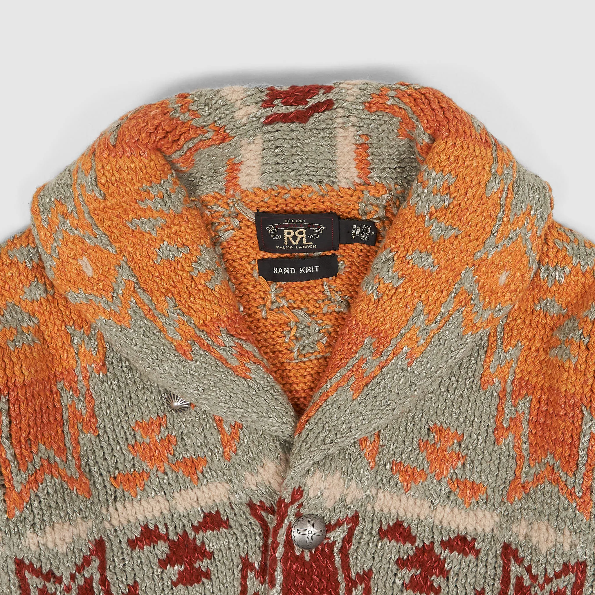Double RL Ladies Hand-Knit Shawl Collar Ranch Cardigan