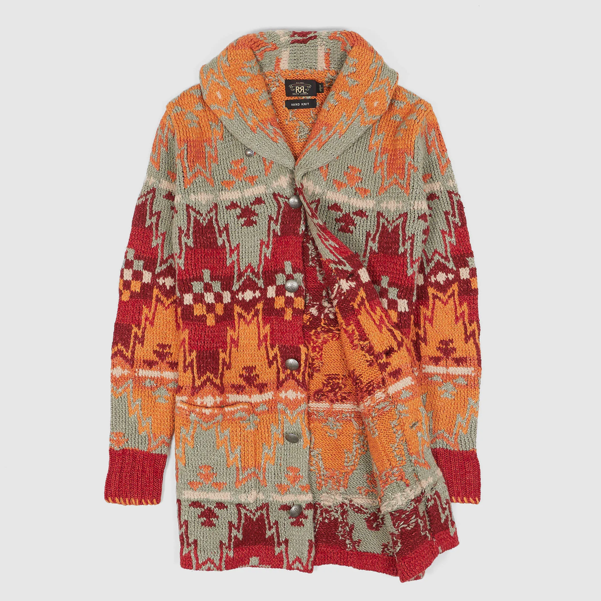 Double RL Ladies Hand-Knit Shawl Collar Ranch Cardigan