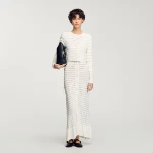 Doux Cropped Cardigan With Pearl Buttons Ecru