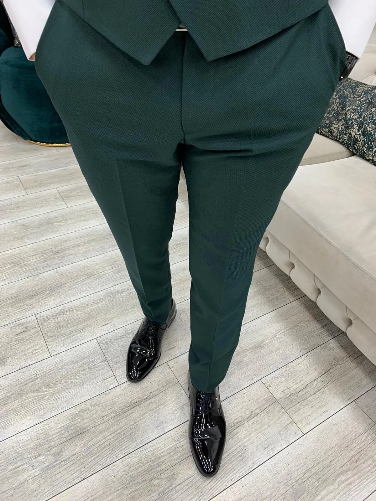 Eden Green Slim Fit Velvet Peak Lapel Tuxedo