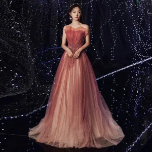 Elegant Banquet Party Dress New Fashion a Line Floor Length Evening Dress Shinning Sexy Sleeveless Prom Dress Haute Couture