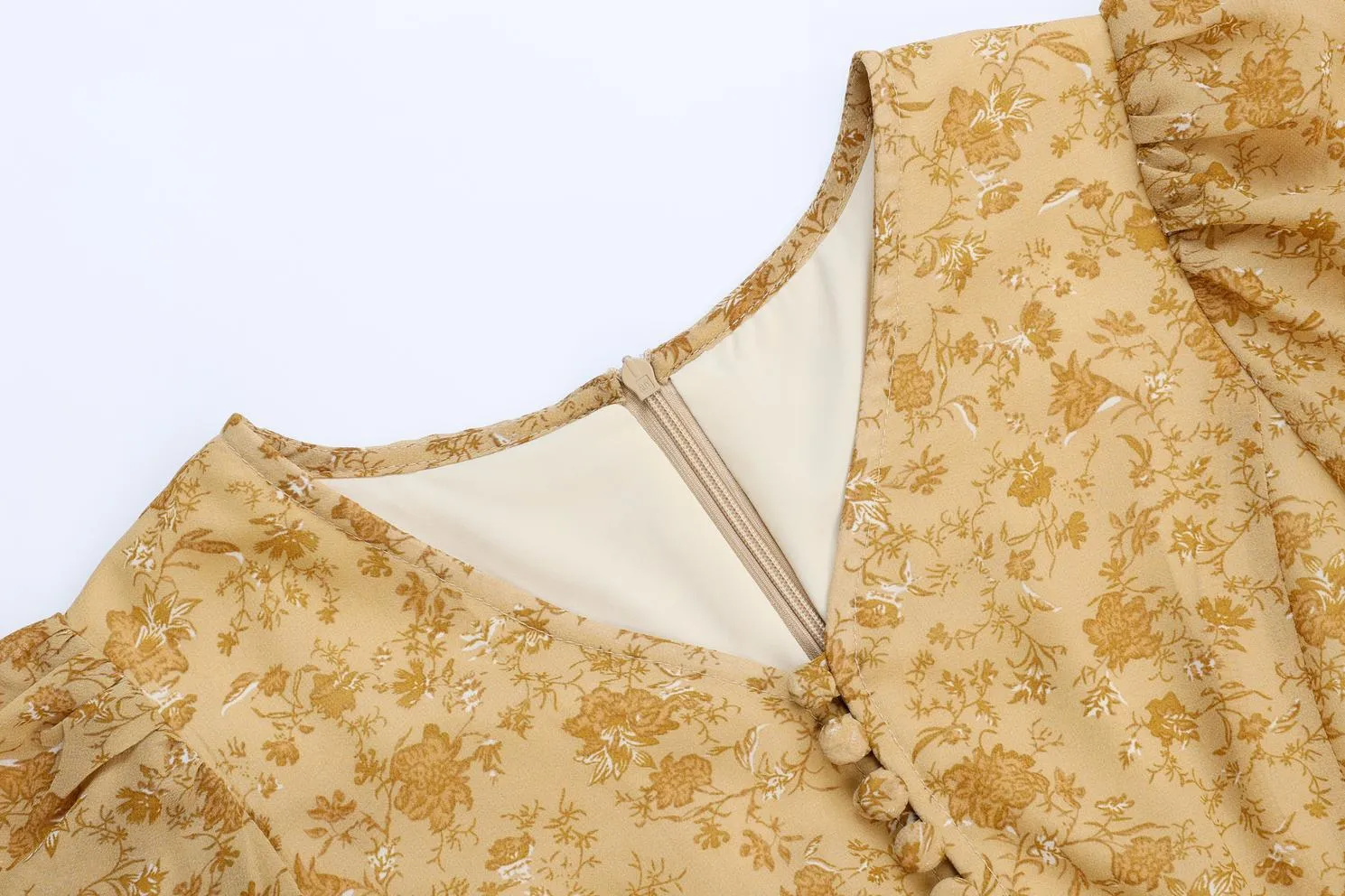 Elegant Calf-length Dress with Button Detailing for Women