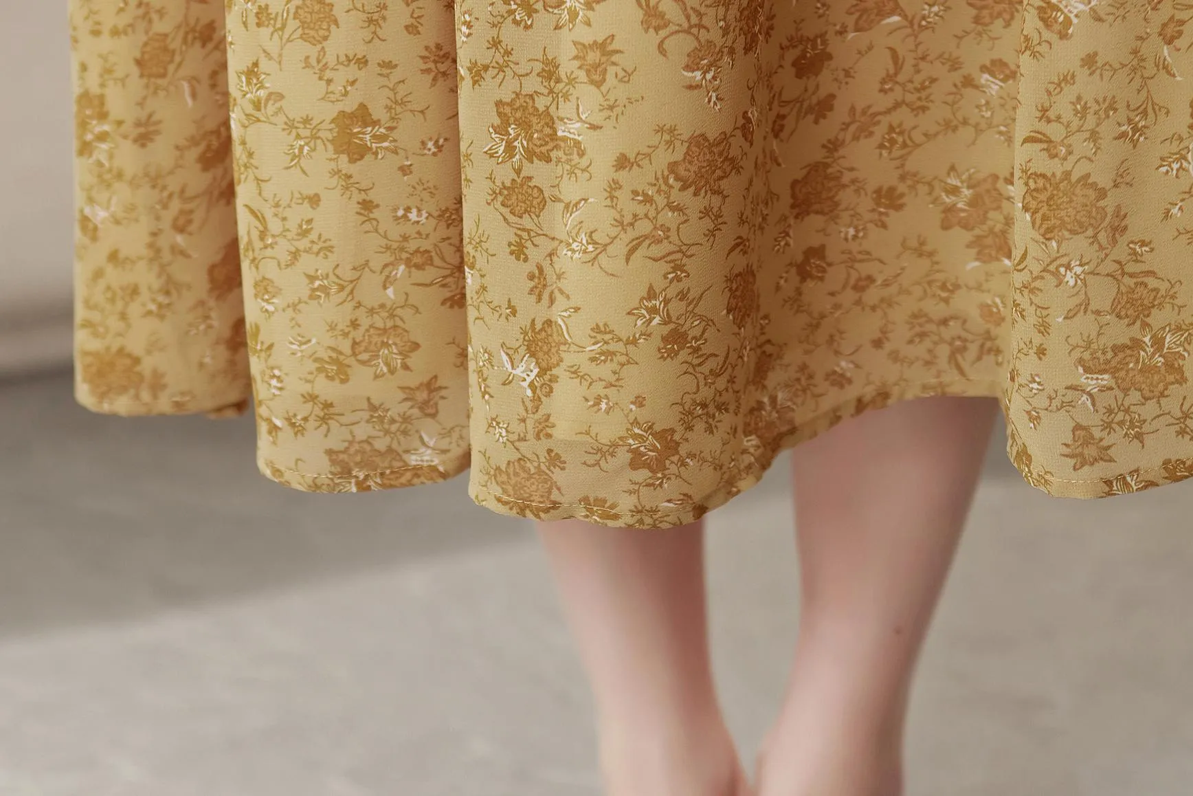 Elegant Calf-length Dress with Button Detailing for Women