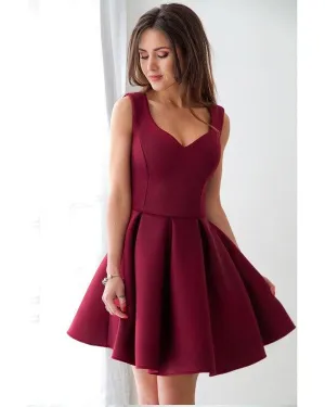 Elegant Simple Burgundy Homecoming Dresses 2018 Fashion Style Short Prom Party Gowns Cocktail Dress