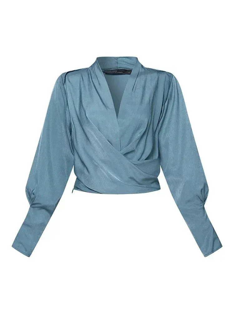 Elyse | Elegante Wikkelblouse met Lange Mouwen