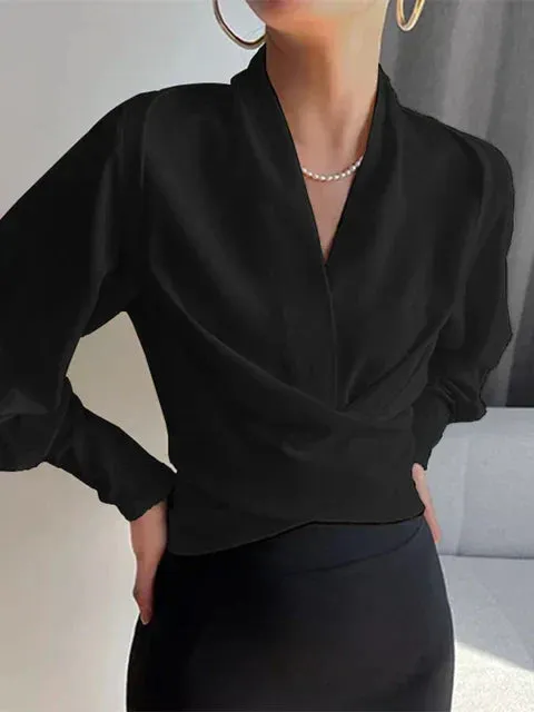 Elyse | Elegante Wikkelblouse met Lange Mouwen