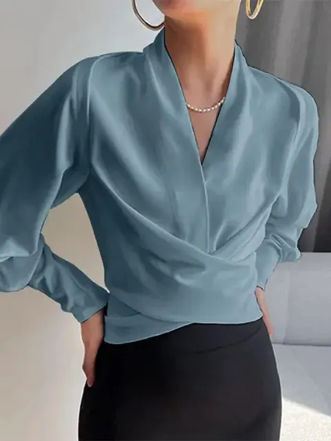 Elyse | Elegante Wikkelblouse met Lange Mouwen