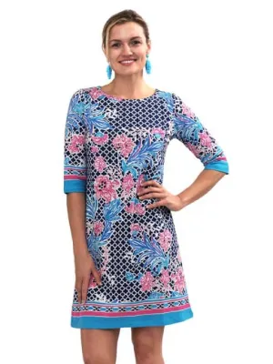 Engineered Knit Dress Elbow Sleeve Round Neck Style 583E80 NP