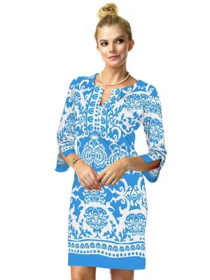 Engineered Knit Dress Slit Neck Style 580C77 B