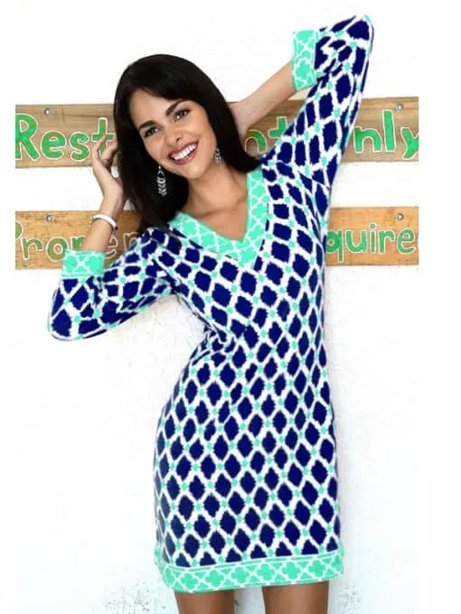 Engineered Knit Dress V-Neck Style 220B15 NS