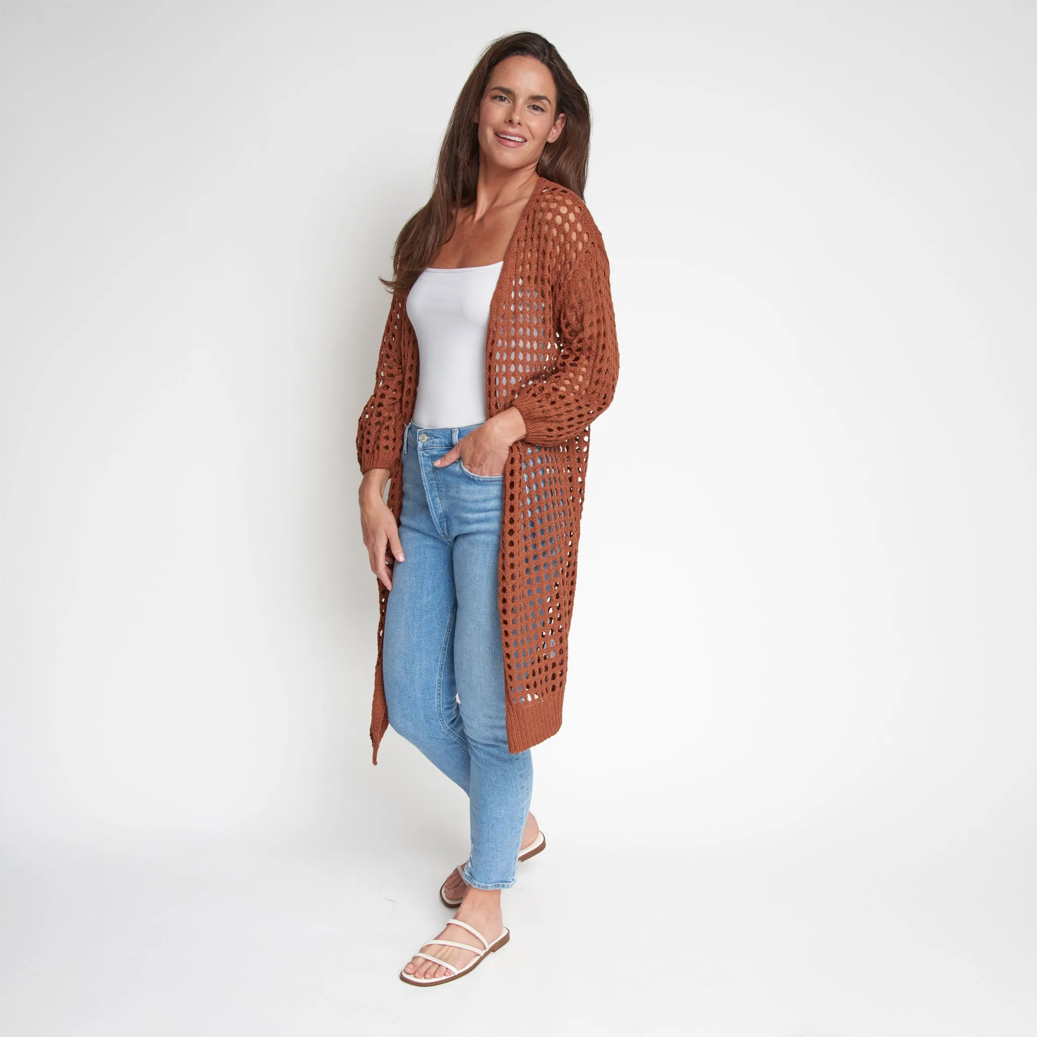 Enya Long Crochet Cardigan