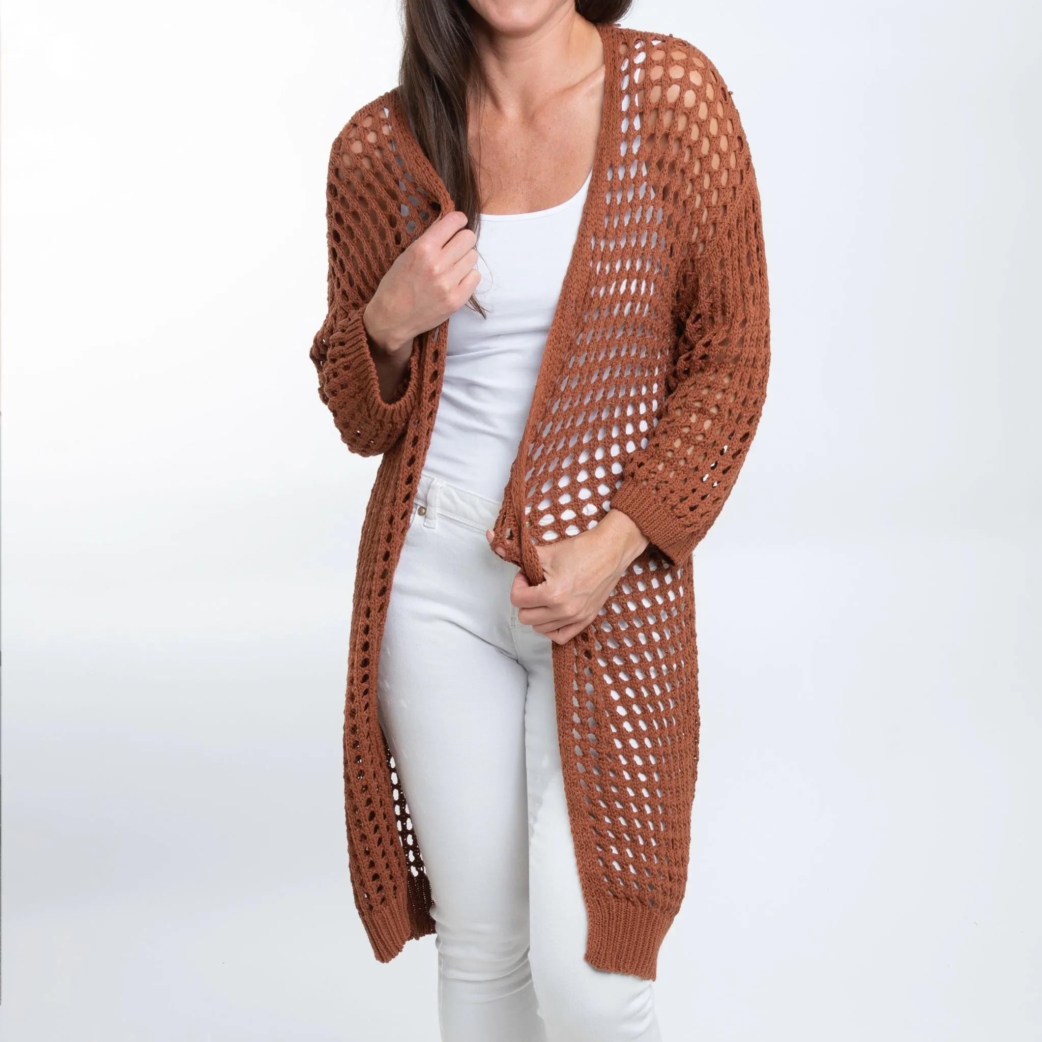 Enya Long Crochet Cardigan