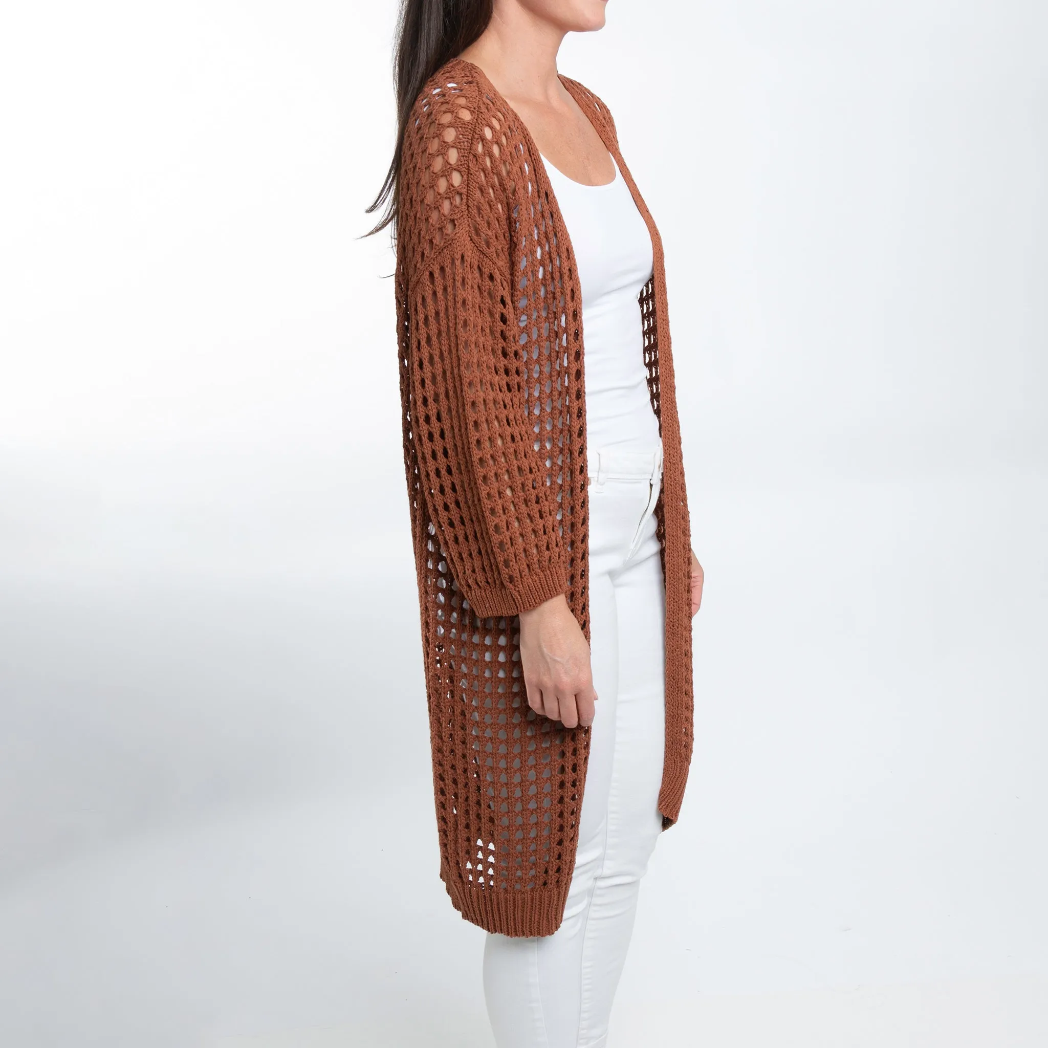 Enya Long Crochet Cardigan