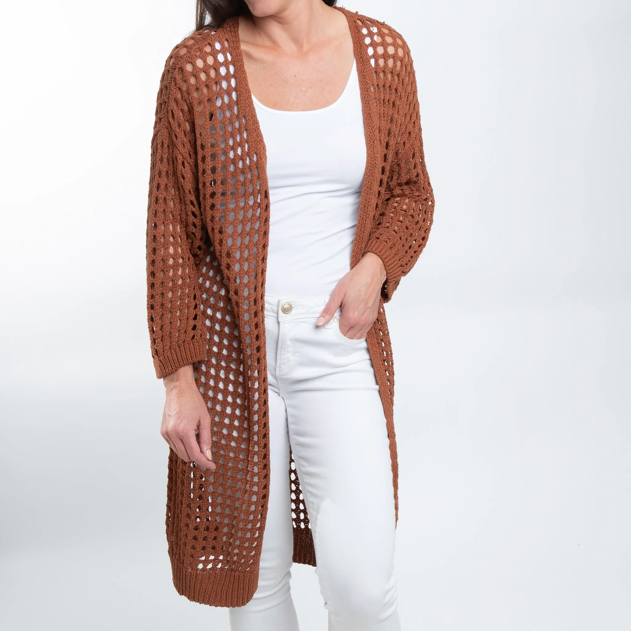 Enya Long Crochet Cardigan
