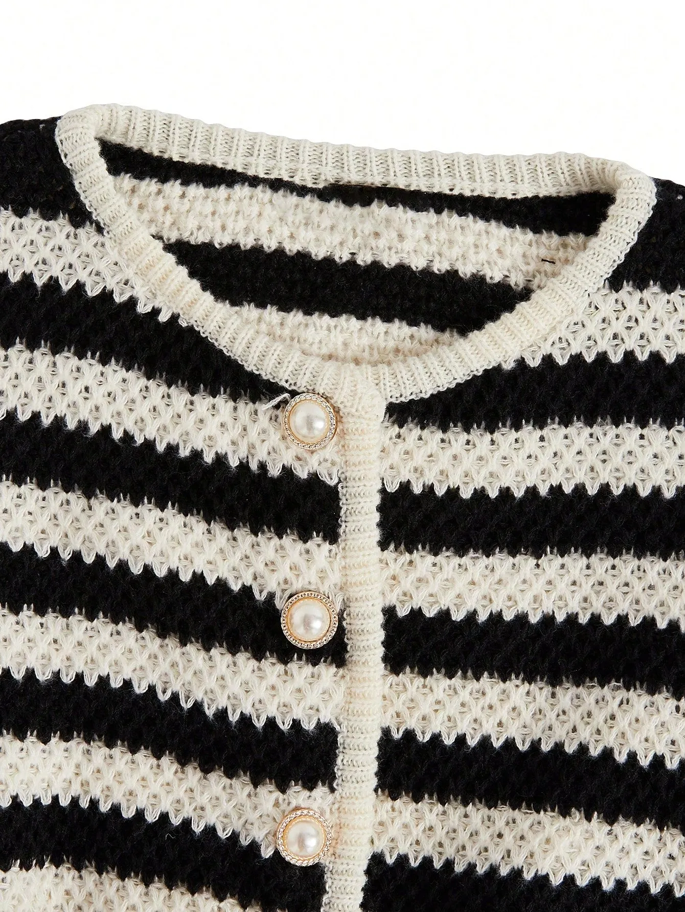 Essnce Striped Pattern Button Front Cardigan