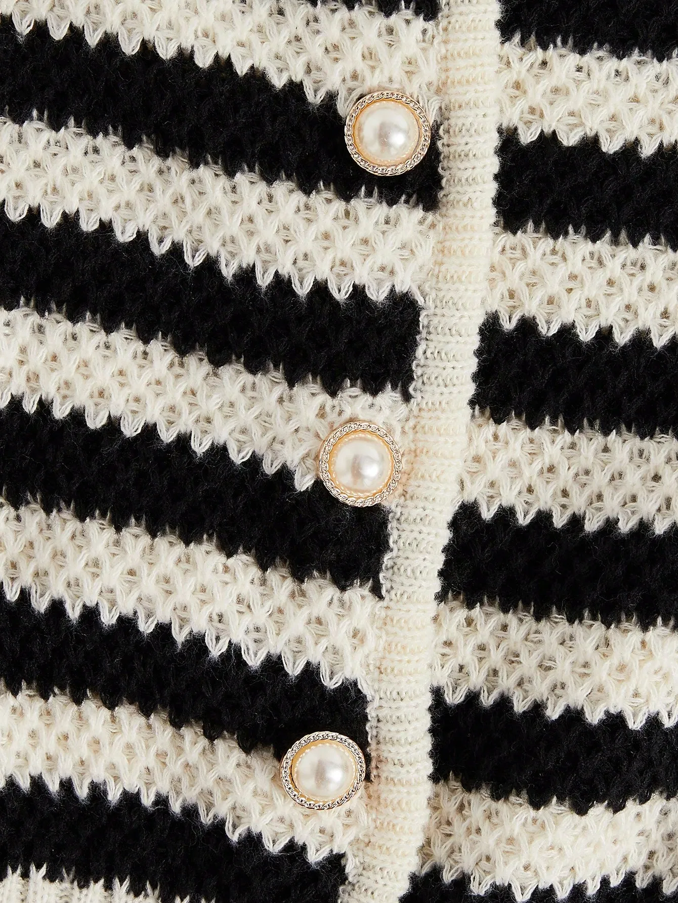Essnce Striped Pattern Button Front Cardigan