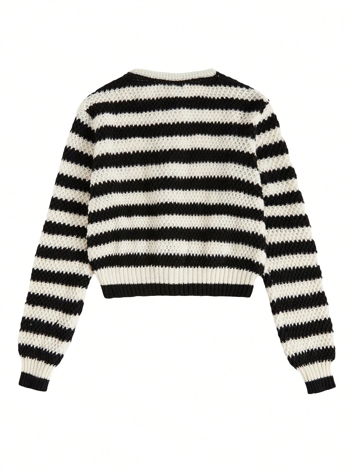 Essnce Striped Pattern Button Front Cardigan