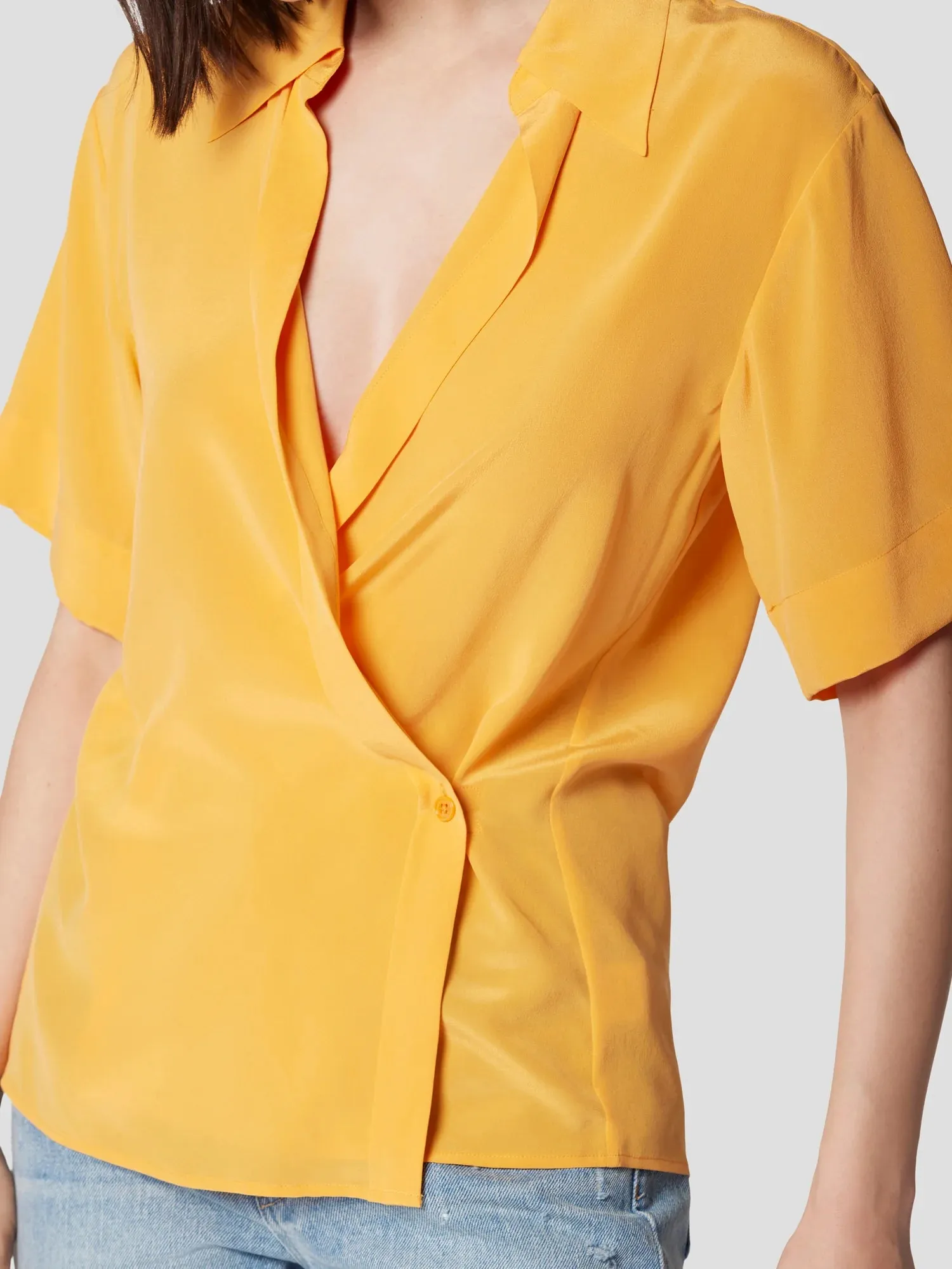 Everly Silk Shirt - Apricot Orange