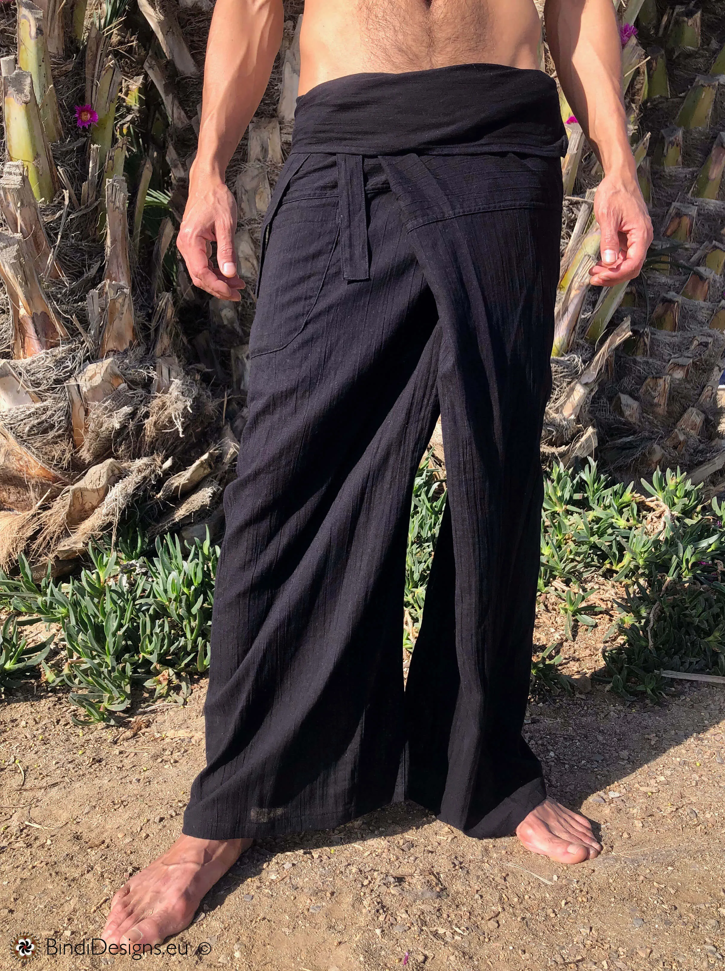 Extra Light Cotton Thai Fisherman Pants Black