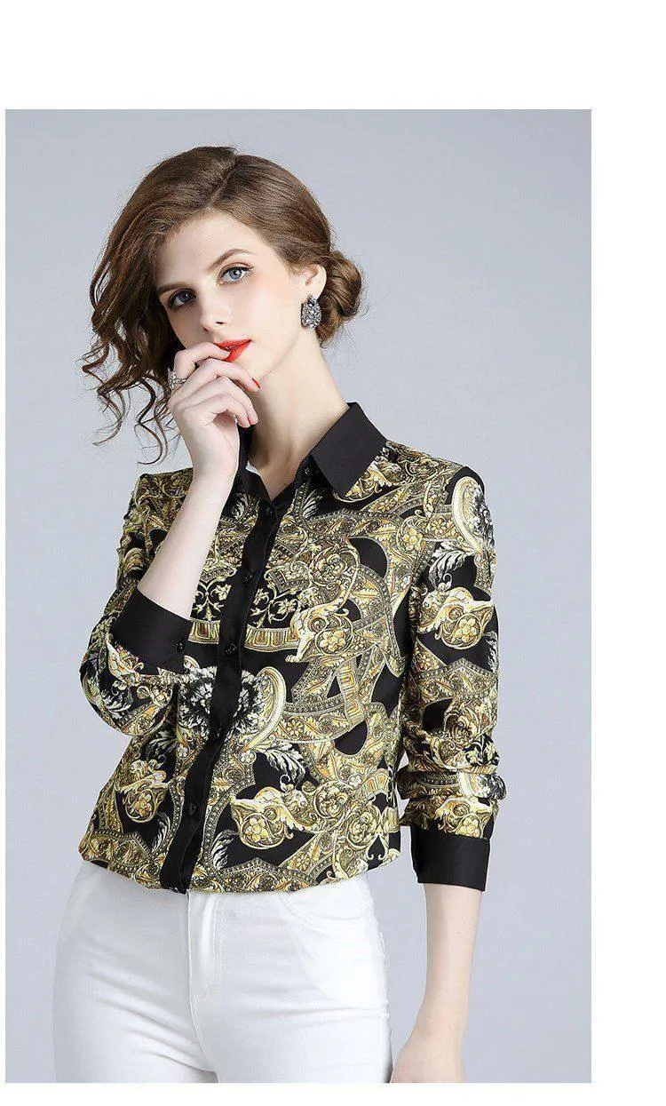 Fashion Women Blouse Long Sleeve Shirt Vintage