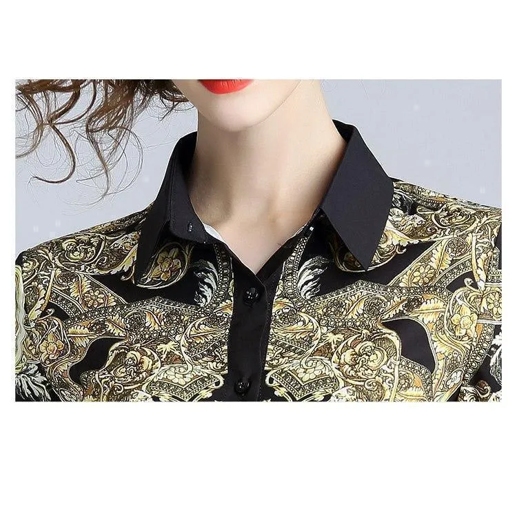 Fashion Women Blouse Long Sleeve Shirt Vintage