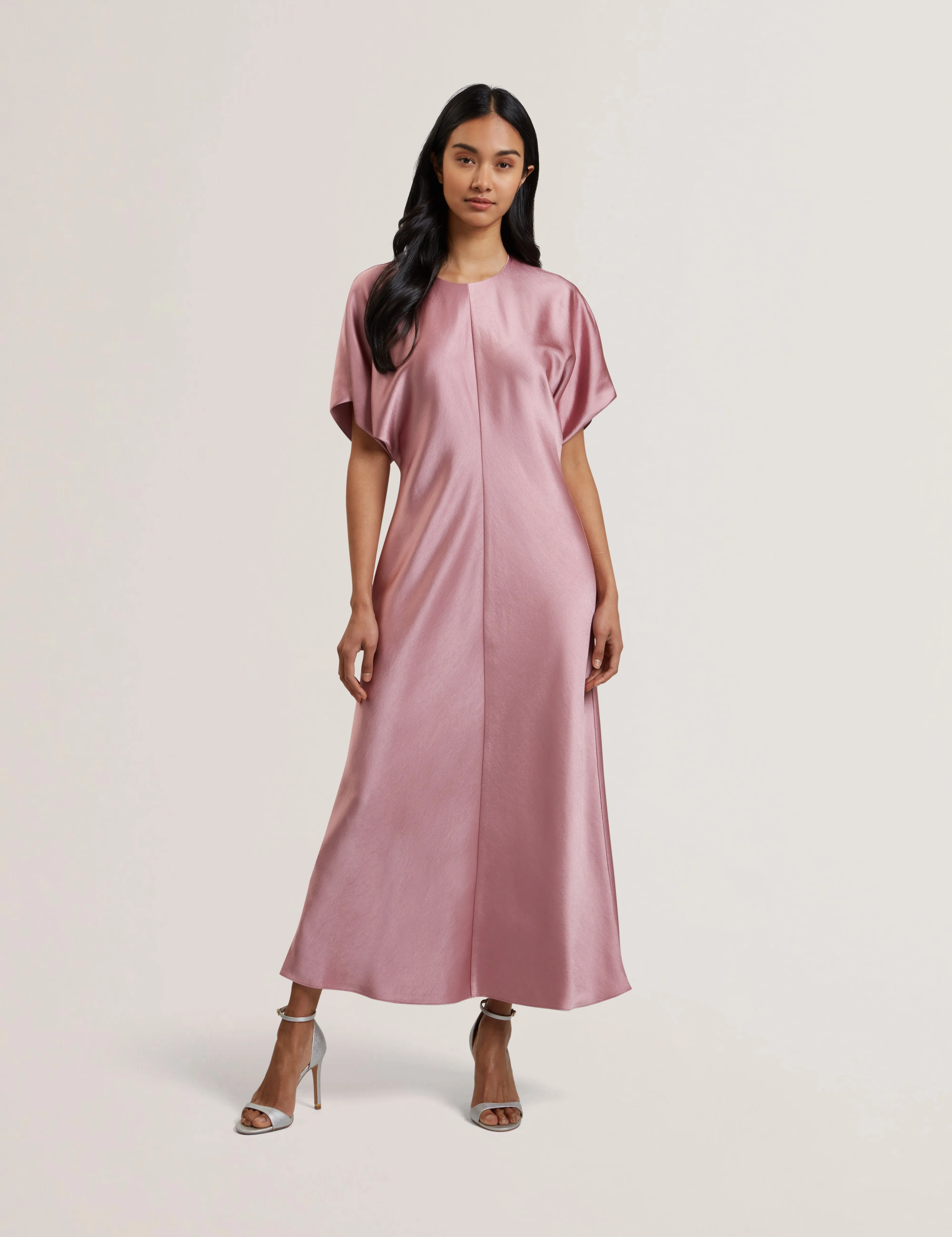 Fianaa Slouch Sleeve Waisted Column Dress Mid-Pink