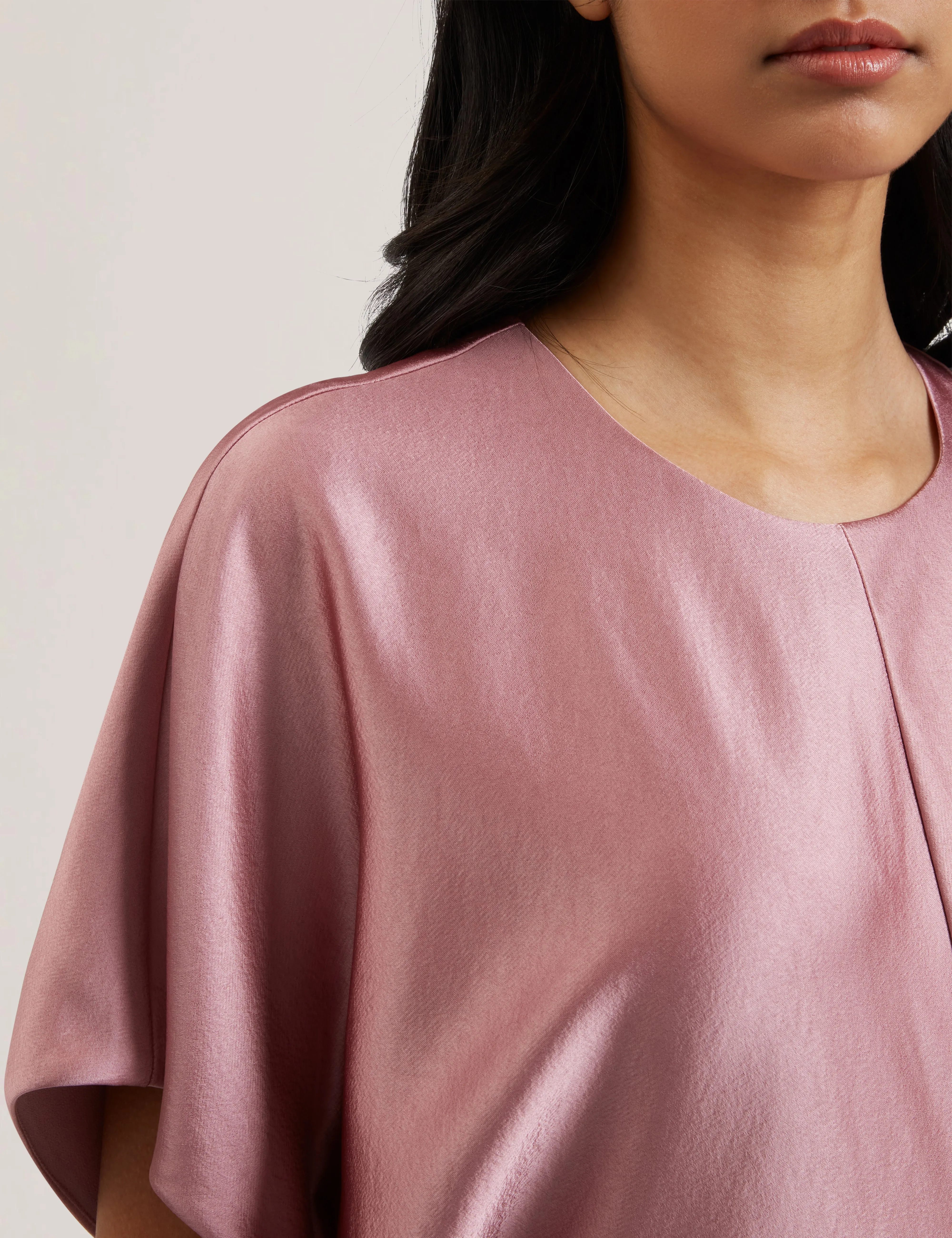 Fianaa Slouch Sleeve Waisted Column Dress Mid-Pink