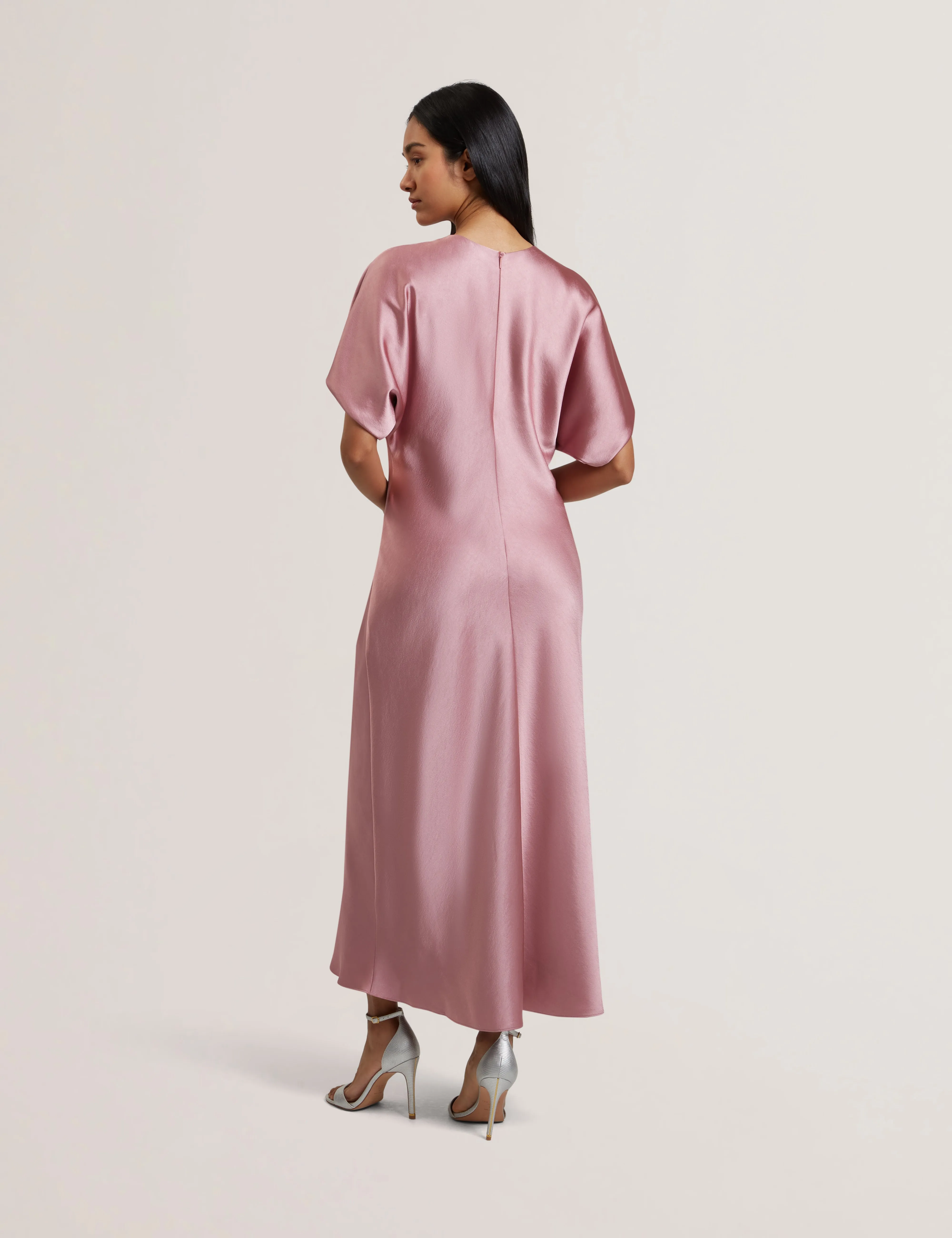 Fianaa Slouch Sleeve Waisted Column Dress Mid-Pink