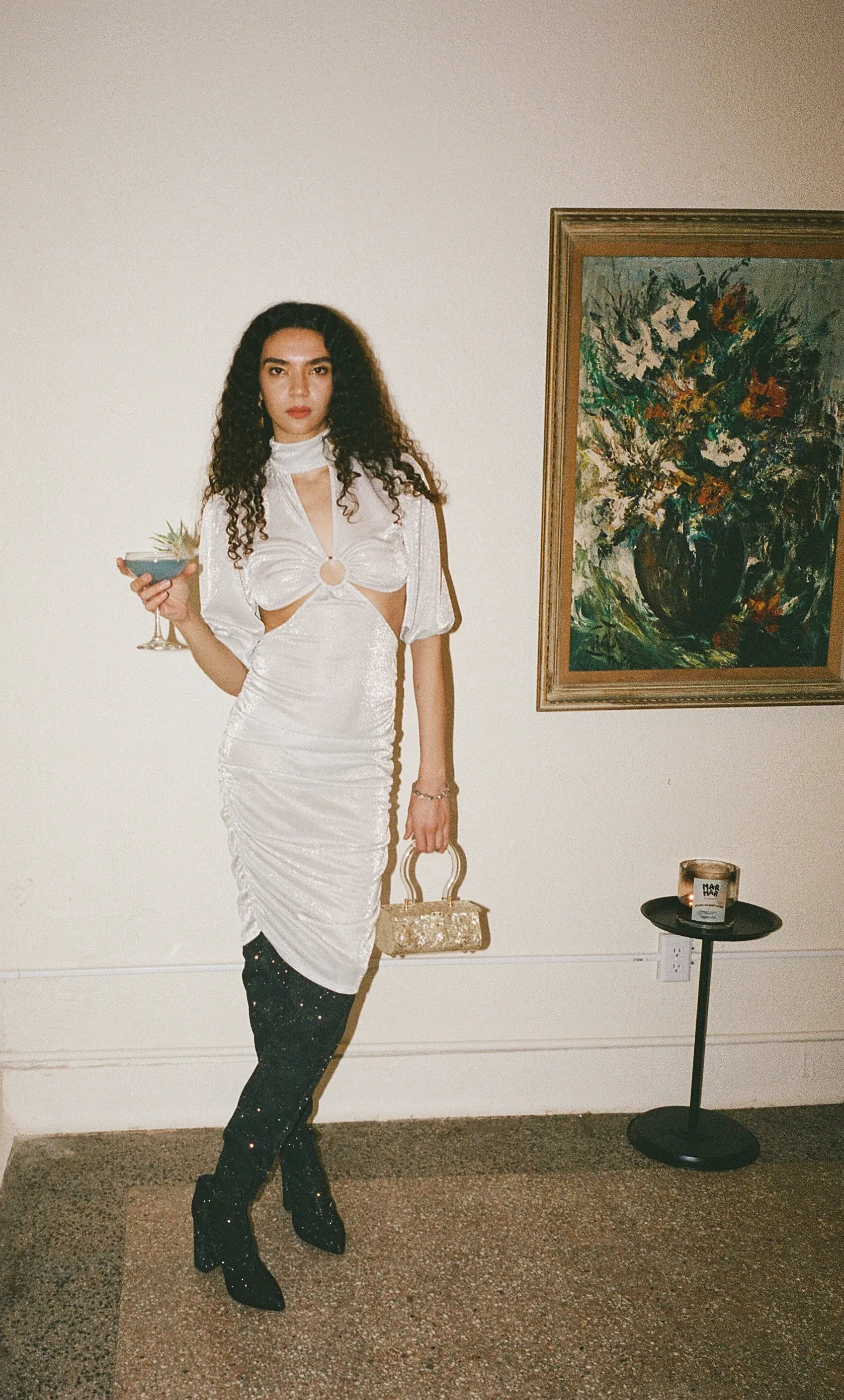 fiona dress in silver dime