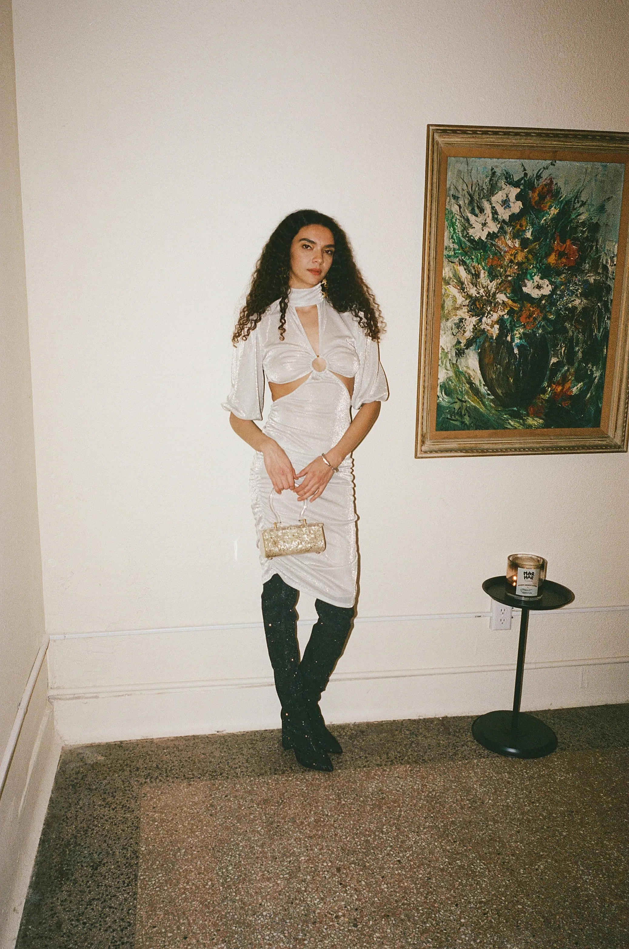 fiona dress in silver dime