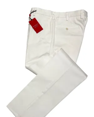 Flat Front Sartorial Cotton Trousers - White